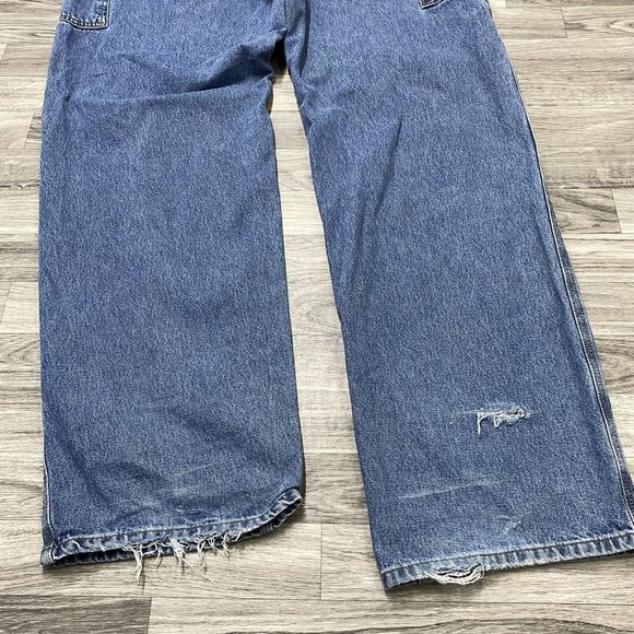 CARHARTT Original Dungaree Fit Straight Leg Blue Denim Jeans Mens Size 40 W 36 L - Picture 6 of 12